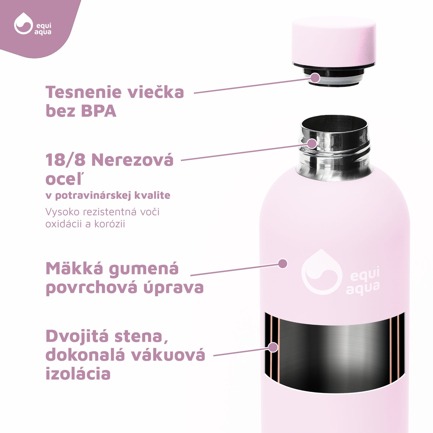 Termofľaša 750 ml svetlo ružová