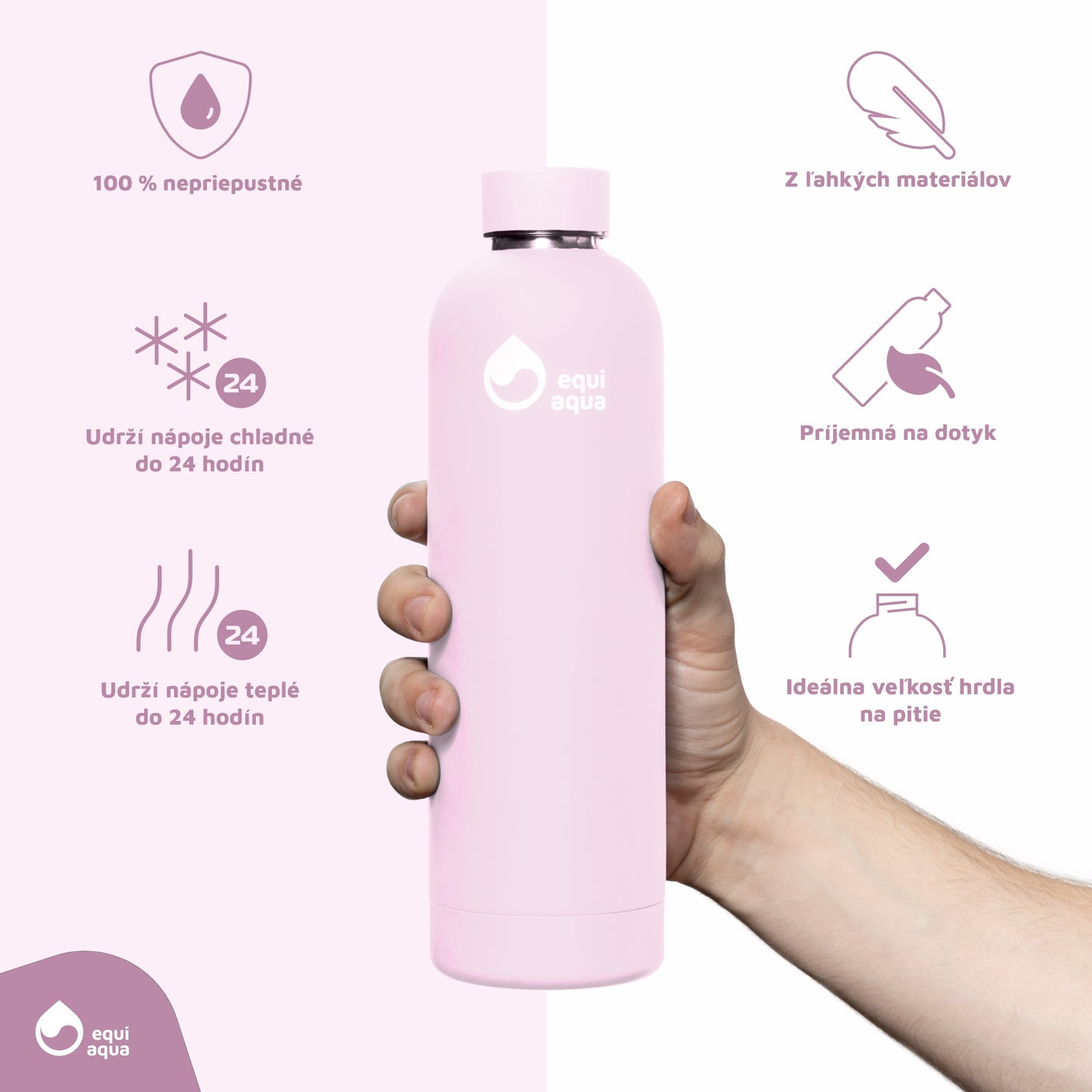 Termofľaša 750 ml svetlo ružová